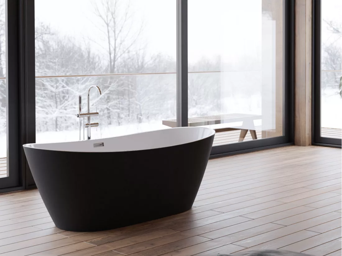 Baignoire îlot VENECIA Noire Mate 170x80cm, by SPALINA