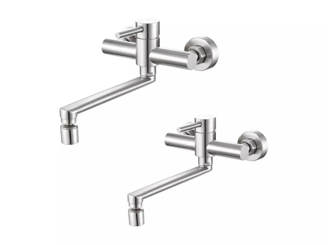 2PCS Cecipa MAX Mitigeur de Cuisine Mural Brossé, Robinet Evier Mural avec 2 Jets, Mitigeur Cuisine Pivotant à 360° Robinetterie d'évier