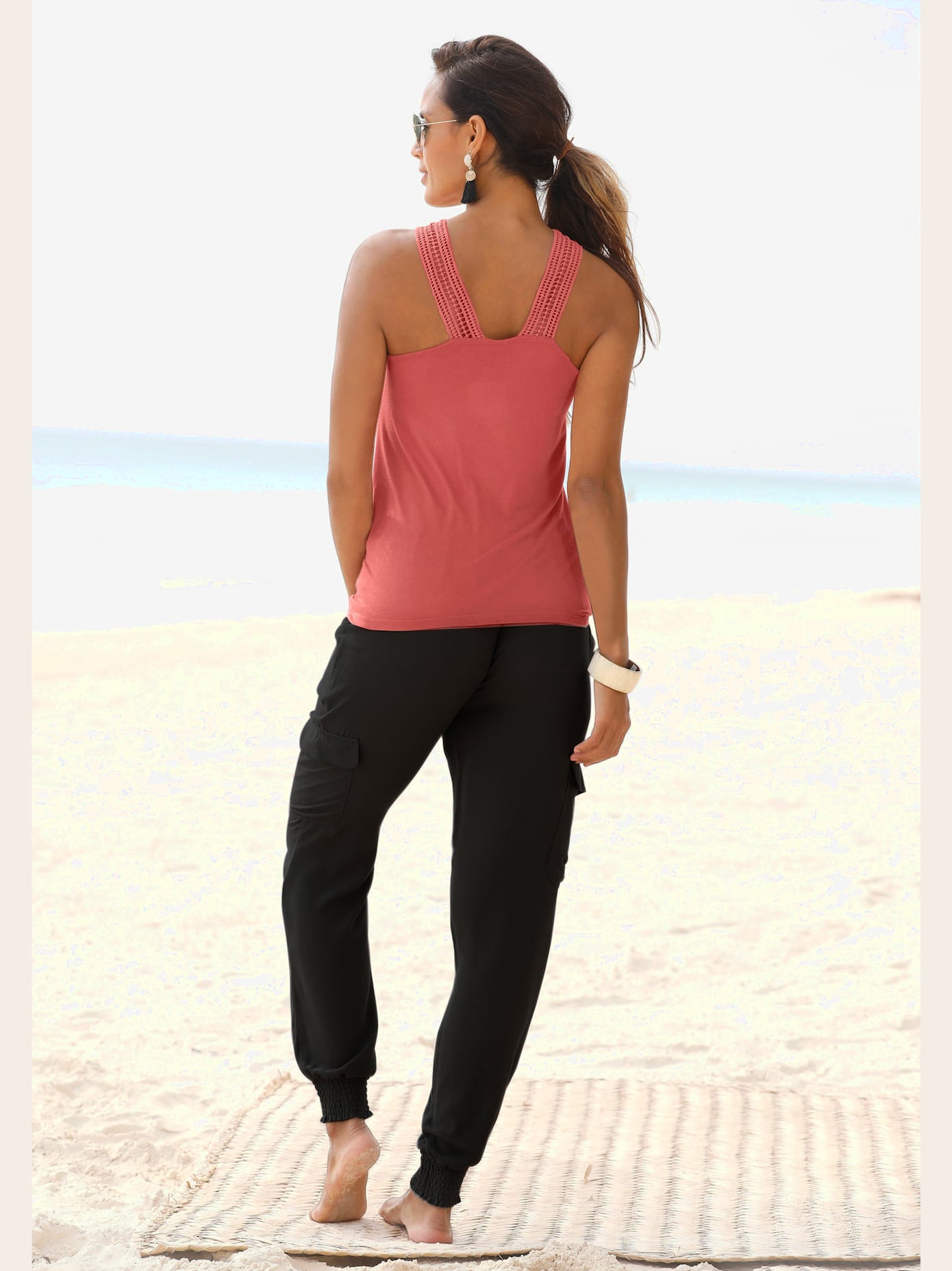 Pantalon ceinture smockée élastique et coulisse