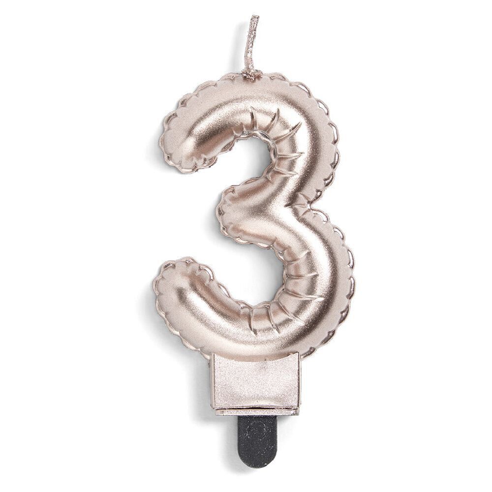 Bougie anniversaire chiffre 3 rose gold