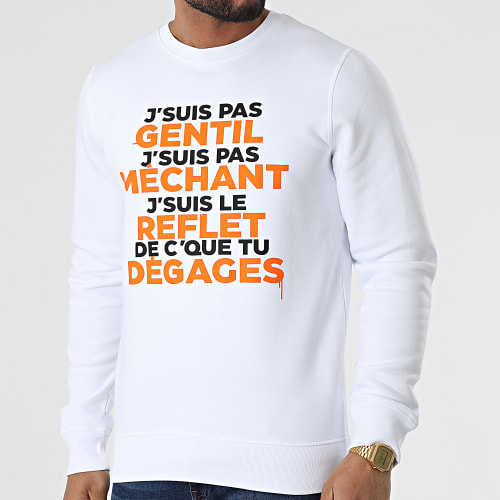 Sweat Crewneck Gentil Méchant Blanc Orange
