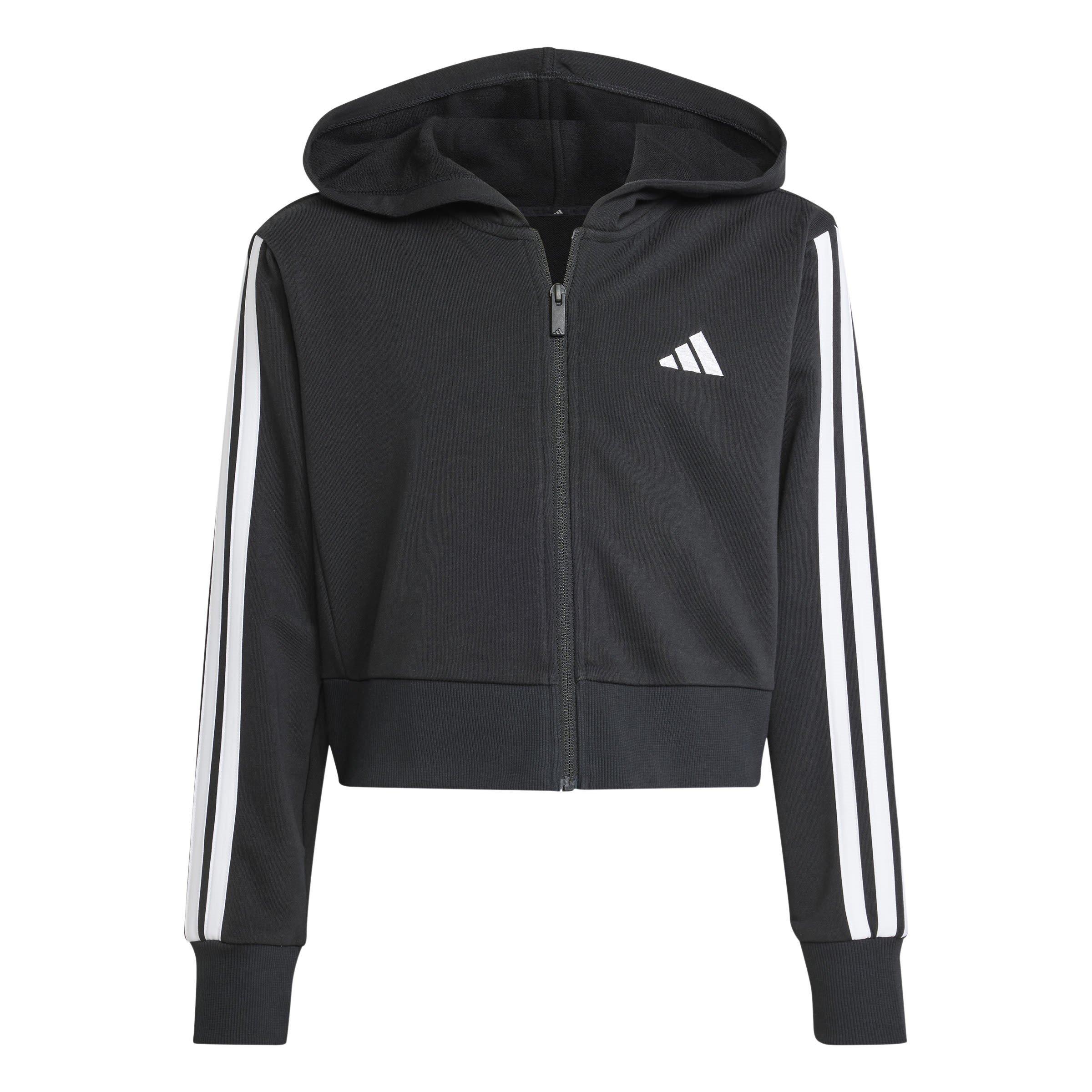 adidas Essentials Girls 3-Stripes Zip Track Top Hoodie