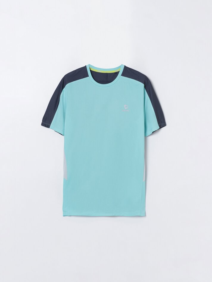 Camiseta esportiva colorblock - Verde Água
