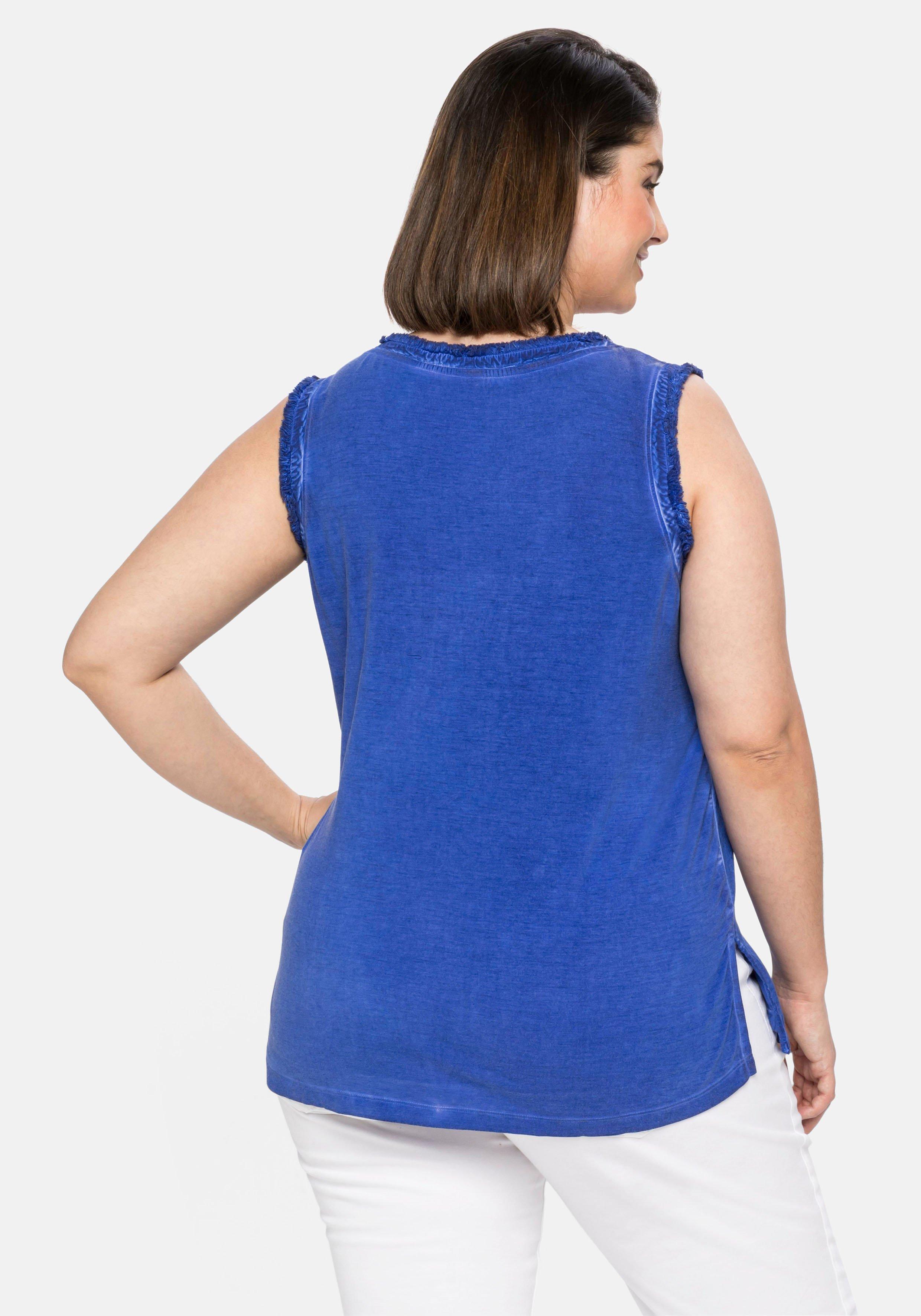 Tanktop mit Stickerei vorn, im gewaschenen Look