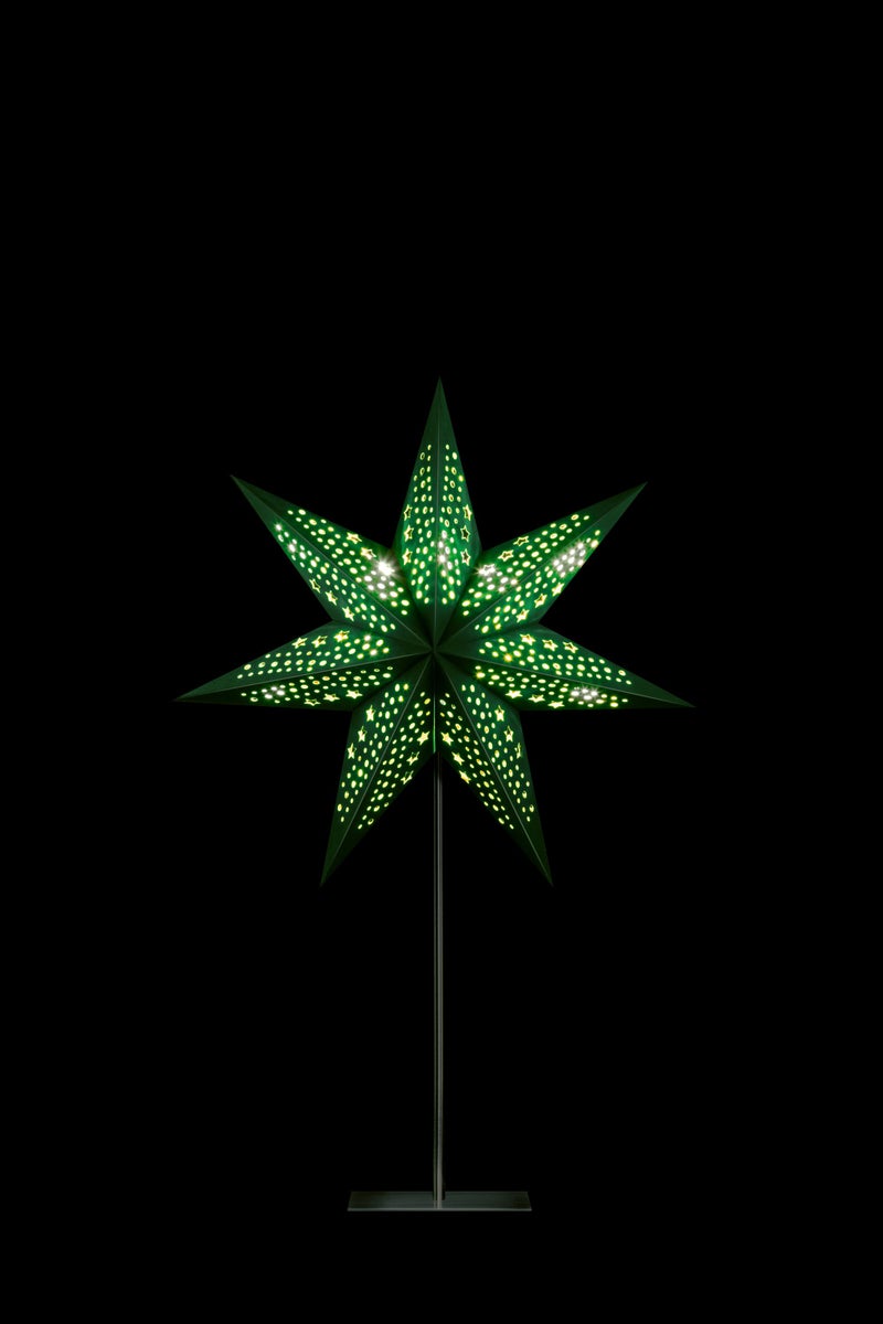 Sterntaler decoratieve ster | Papieren kerstster | Fluweel | Opvouwbare ster met standaard | 45 cm | Binnengebruik | Gloeilamp | Stekker