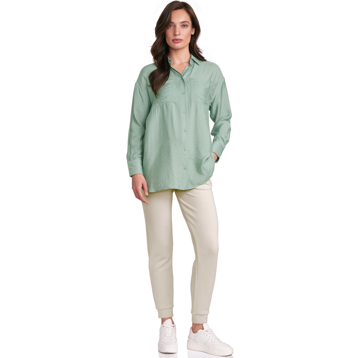 Gina Collection Damen Longbluse mit Kentkragen salbei