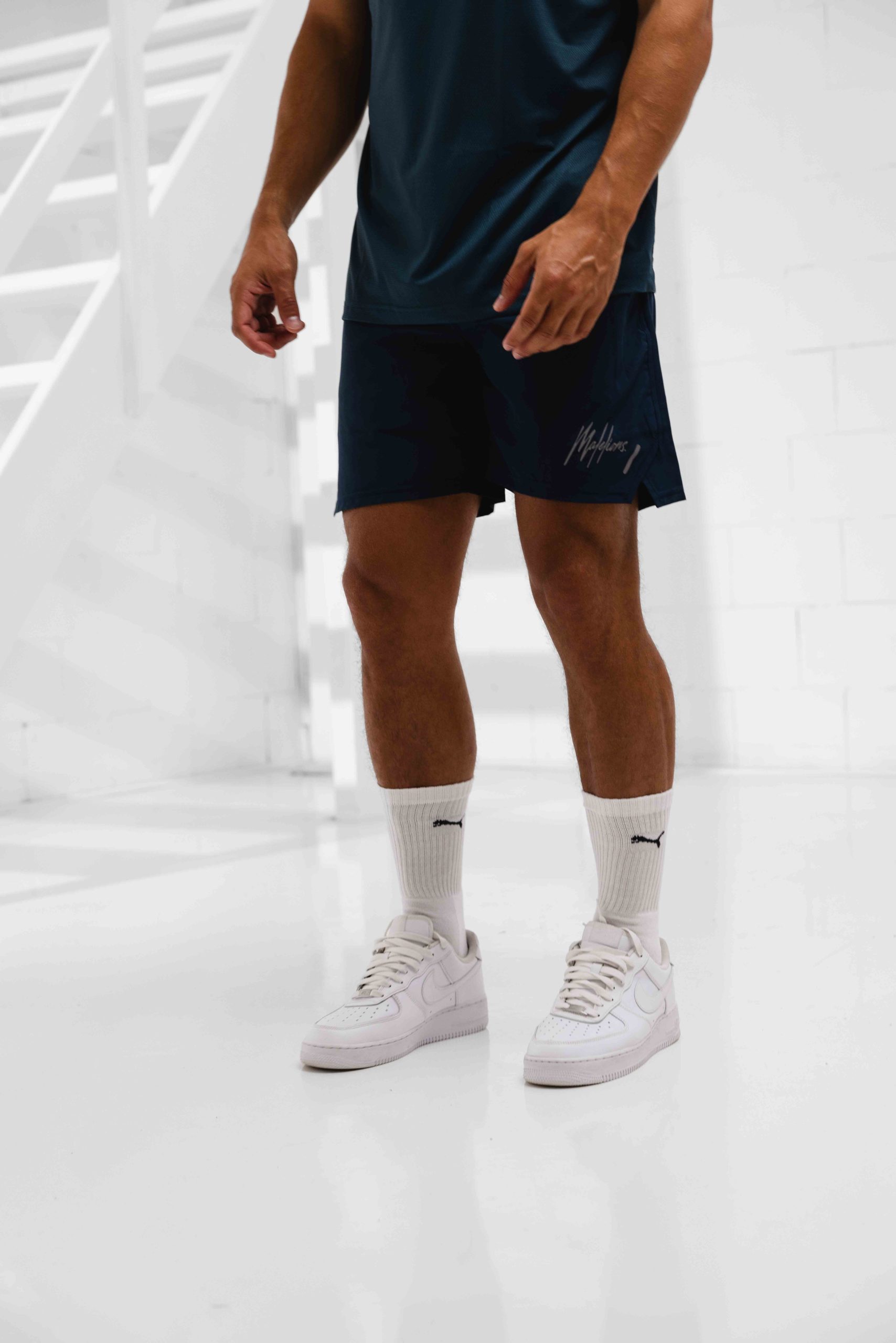 Malelions Padel Hexagon Shorts Heren Donkerblauw