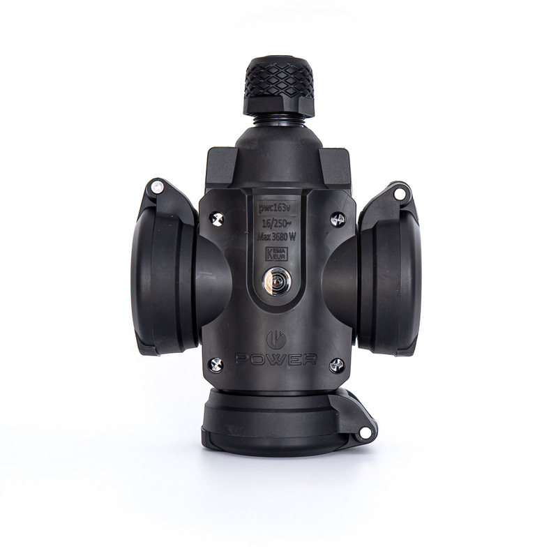 Power Hangkoppeling 3-voudig randaarde zwart IP54