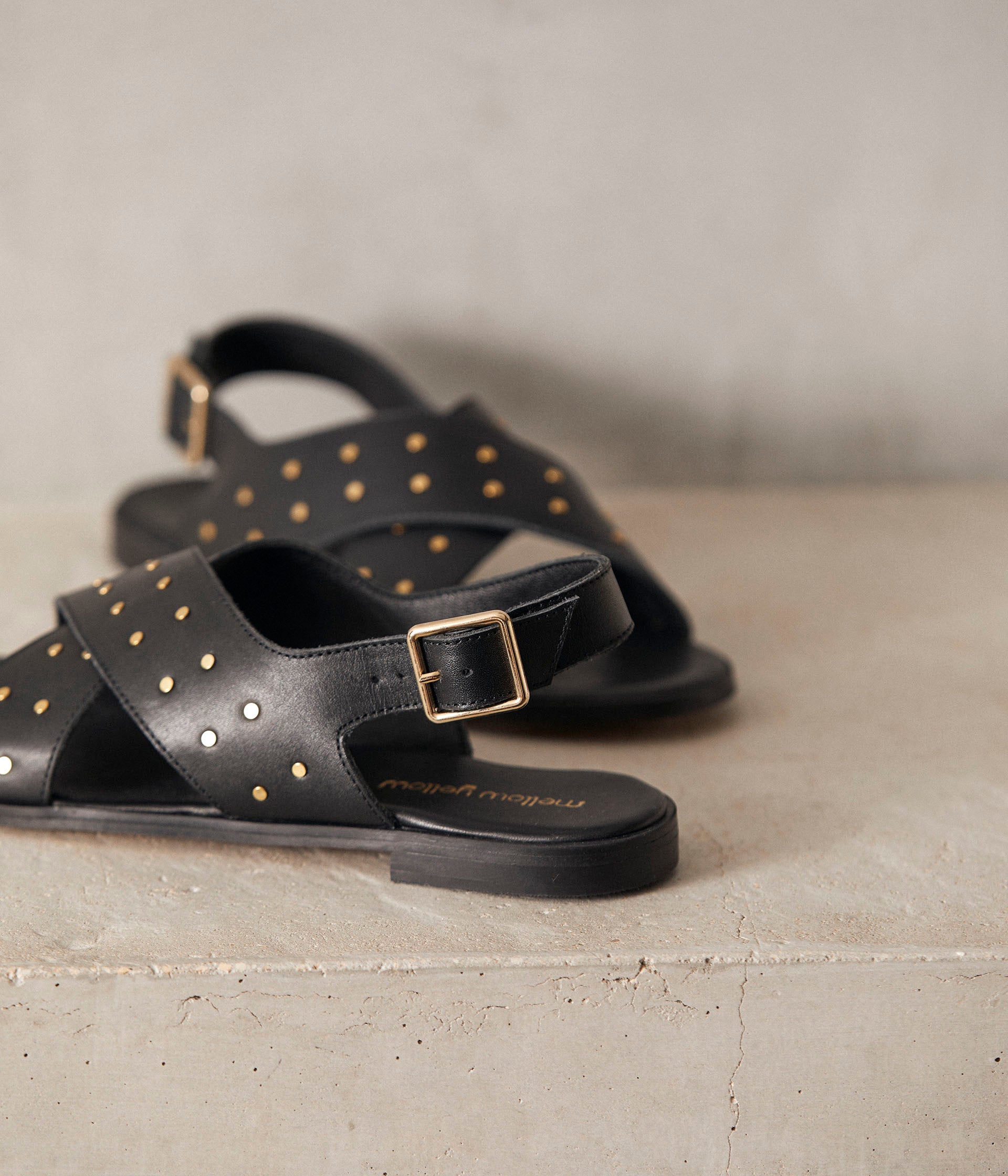 Sandales plates noires Erica