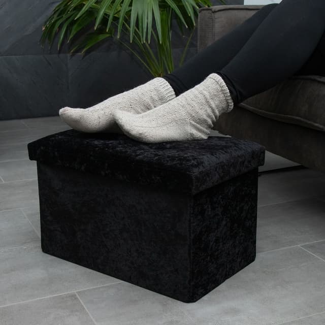 Foldbar Skammel Bænk 49x30x30cm Taburet (sort)