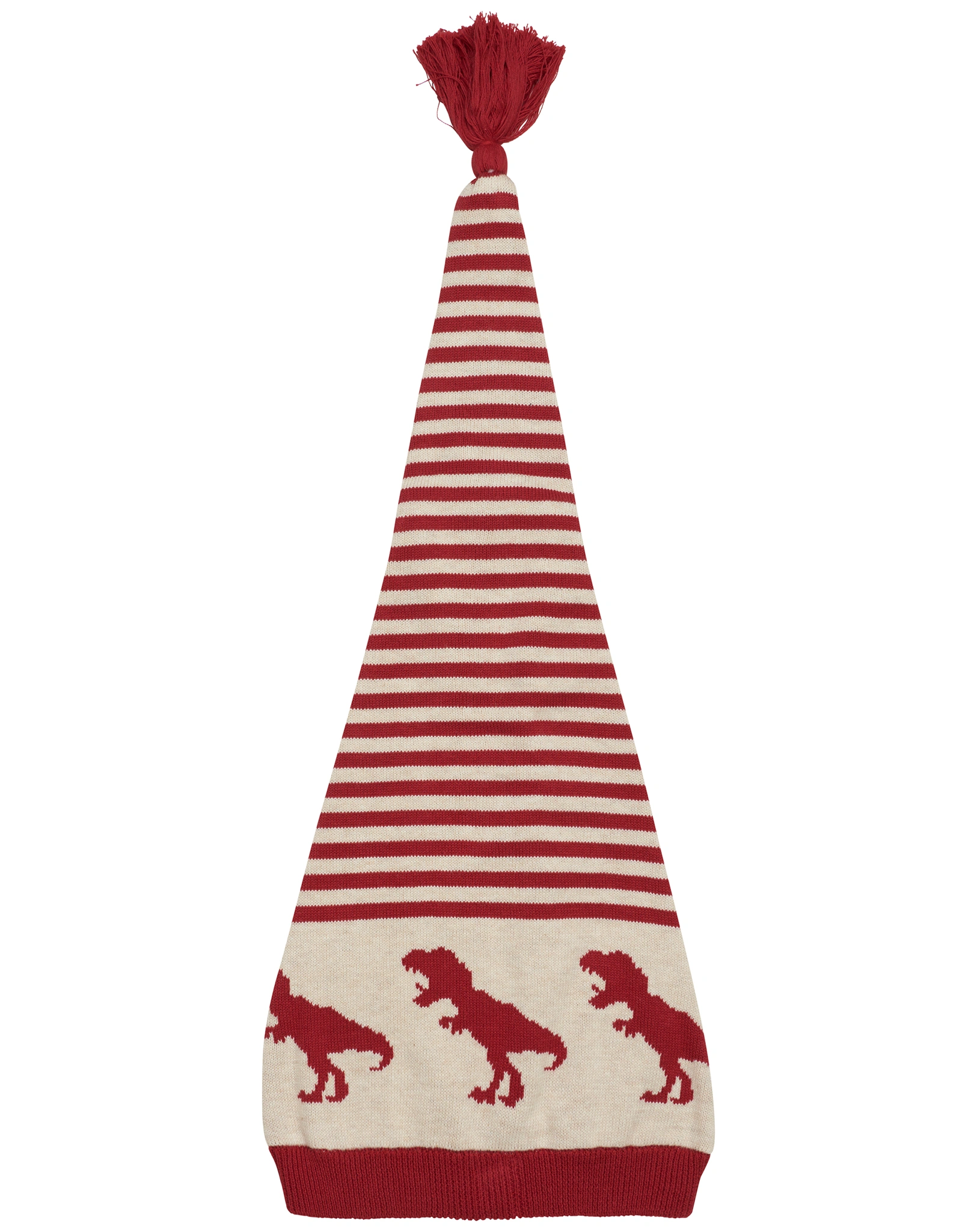 Strick-Zipfelmütze DINO in rot