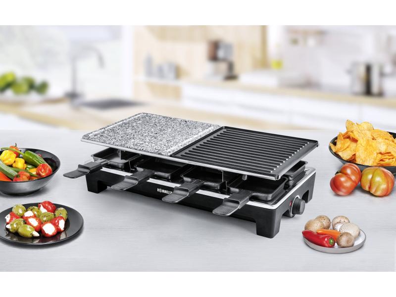 Rommelsbacher Racletteofen RCS 1350 8 Personen Raclette Grill mit zwei Wendegrillplatten