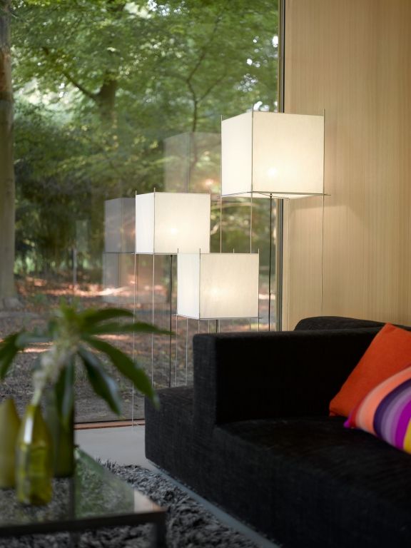 Hollands Licht Lotek XL vloerlamp, frame metaal, doek wit