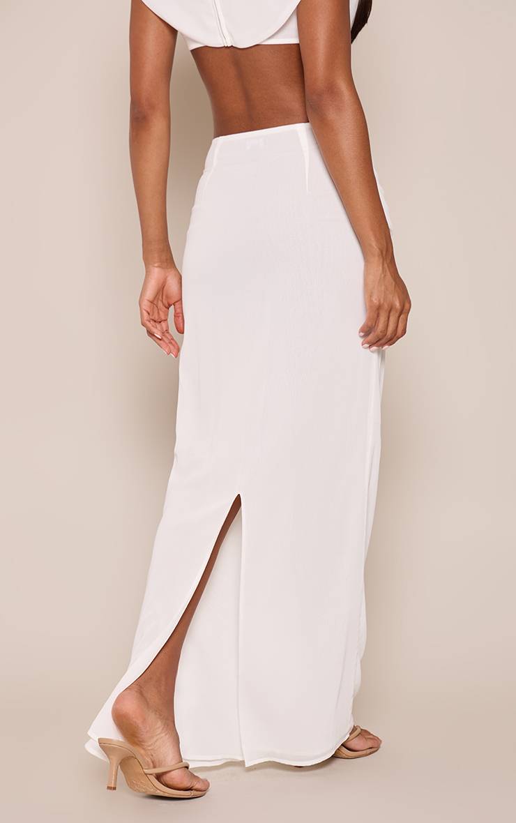 Blanc Jupe Maxi Plissée Drapée En Mousseline Co-ord