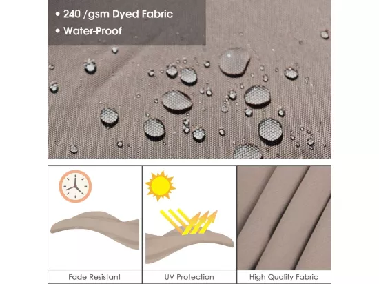 Parasol Déporté Carré 3M avec Base en Croix Poteau en Aluminium Rotatif à 360° Manivelle Inclinable 8 Baleines Brun