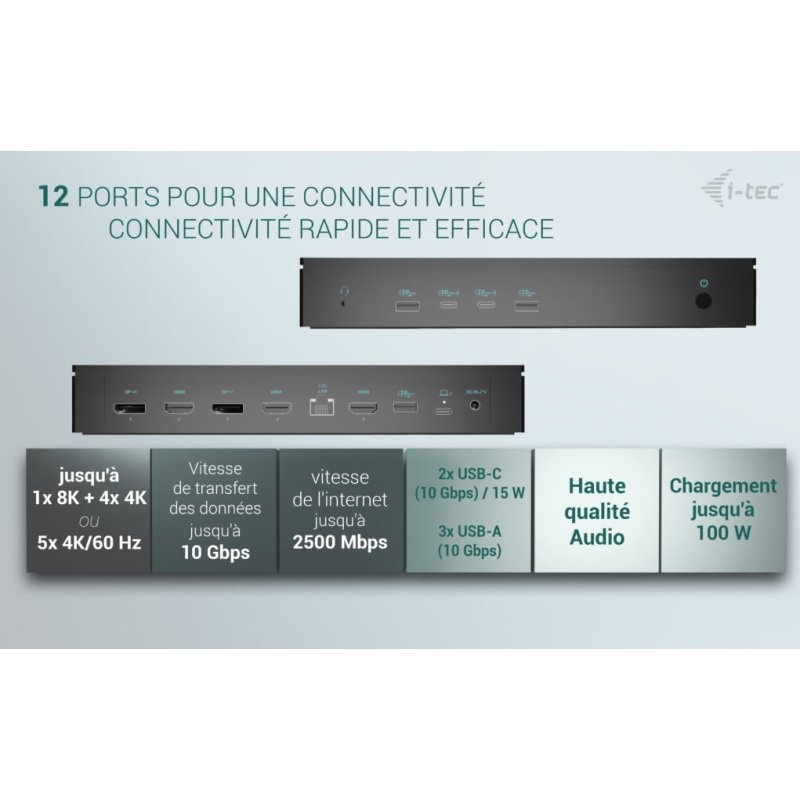 i-tec Universal 5x 4K/60Hz Display Docking Station + Power Delivery 100W