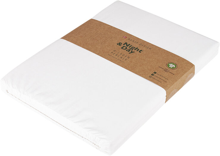 Night & Day Økologisk H-split lagen, percale - GOTS, hvid Hvid