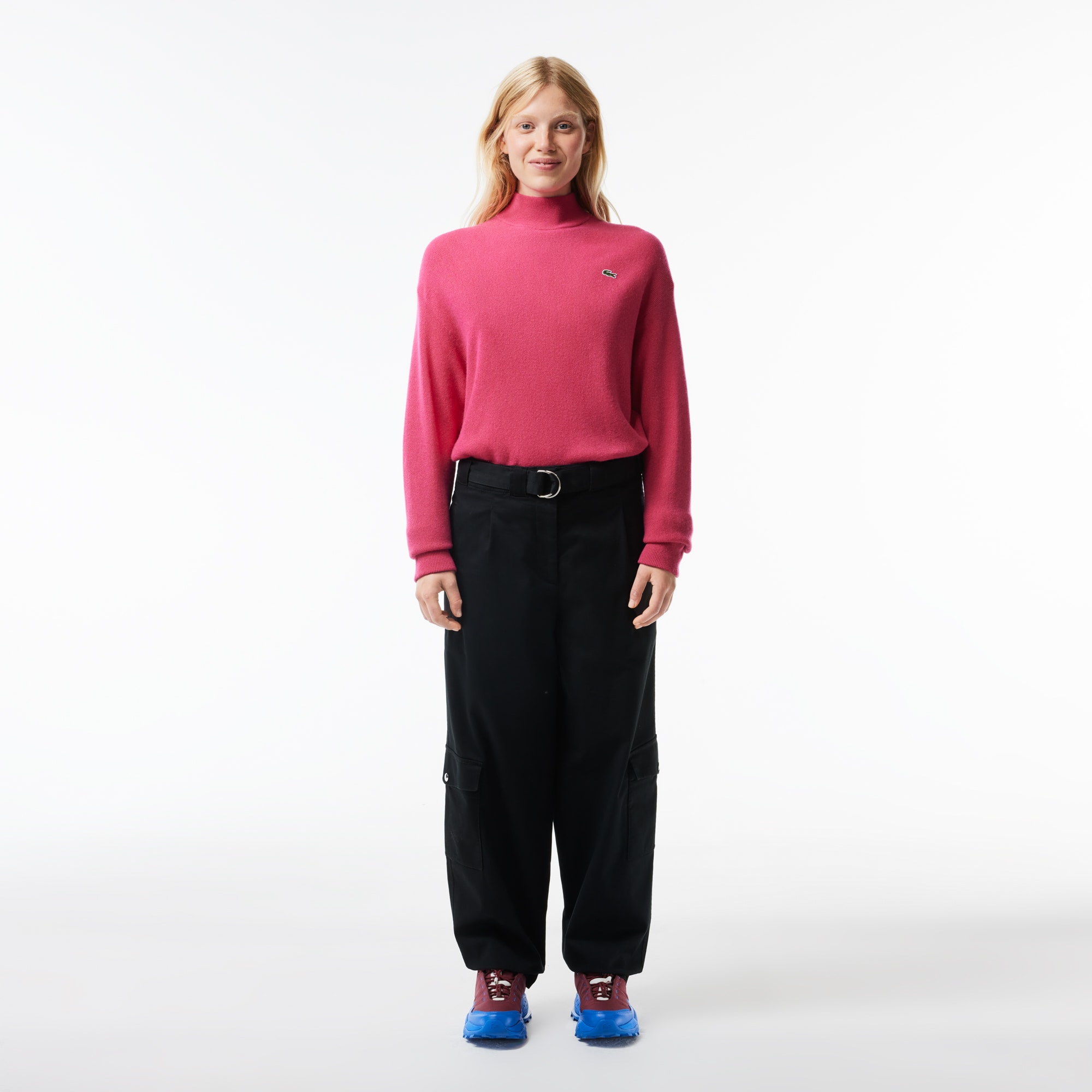 Pantalon cargo en gabardine de coton extensible Pantalons & Shorts - Noir - Lacoste - Femme