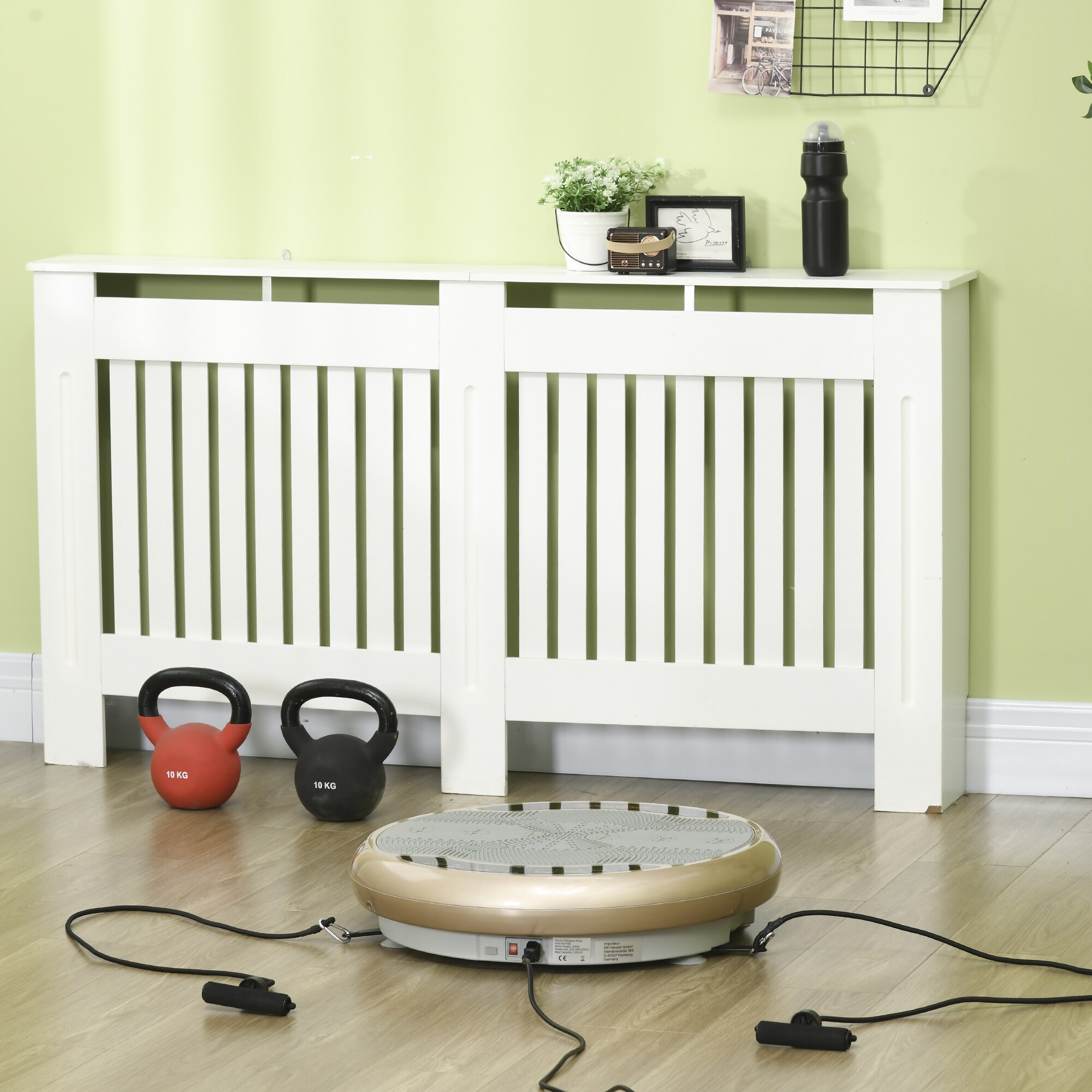 SPORTNOW Vibrationsplatte mit Expanderbänder gold, grau 59L x 59B x 15H cm