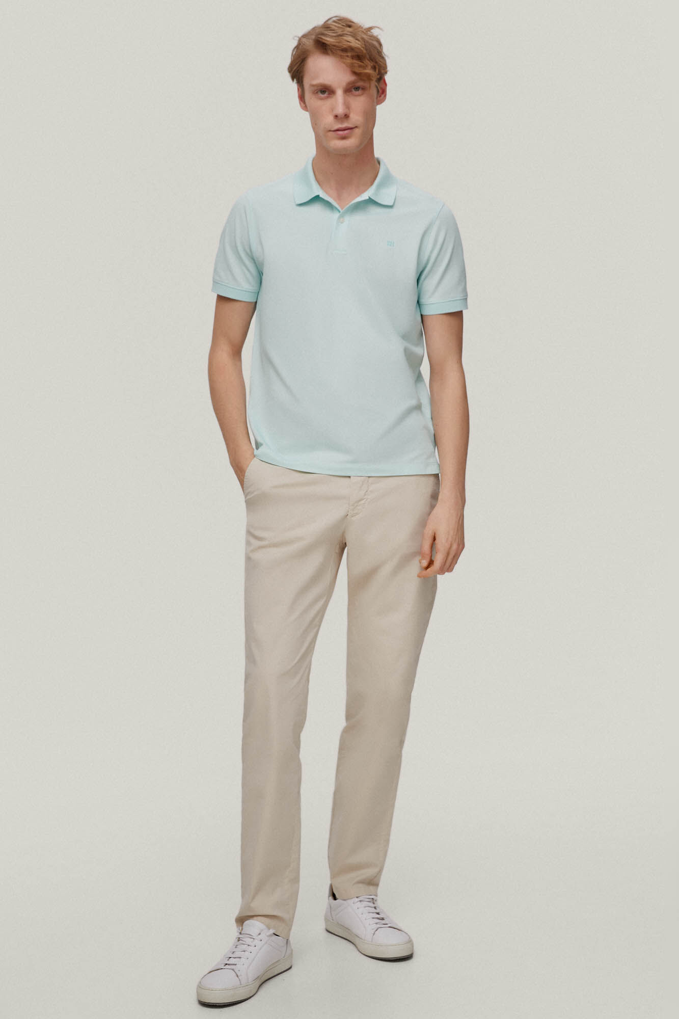 Camisa polo estruturada em jacquard - Turquesa