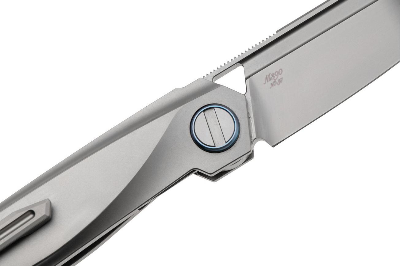 Rike Knife Baidi 13205-1 Bead Blasted Bohler M390, Titanium, Green Carbon Fiber Inlay, zakmes