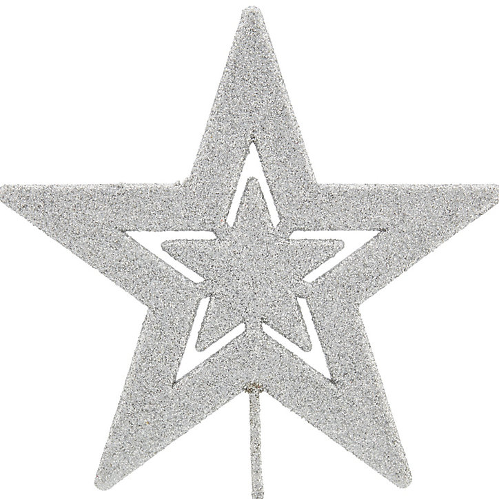 Cimier pic pour sapin de Noël en argent 15 cm