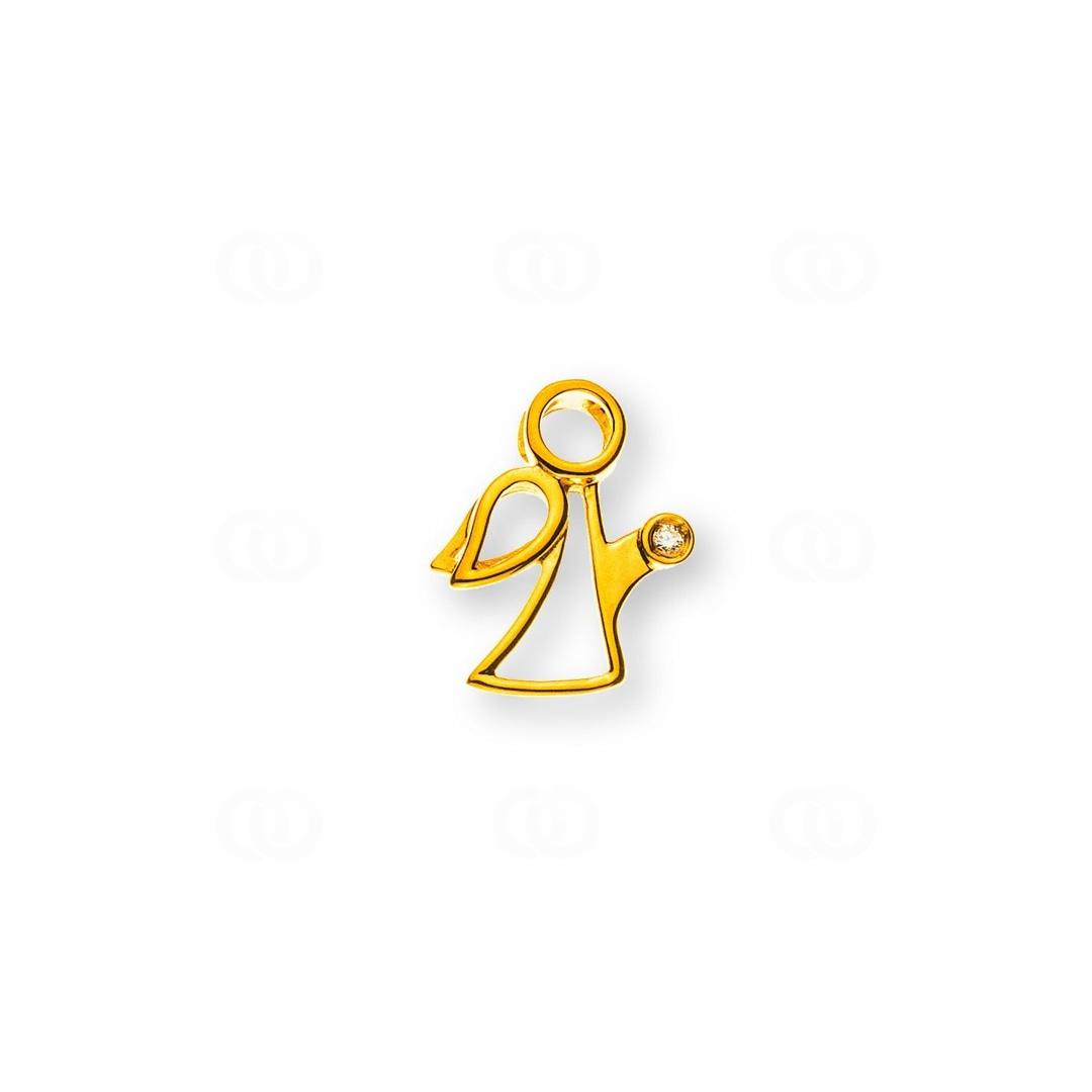 Anhänger 750/18 K Gelbgold Schutzengel mit Diamant