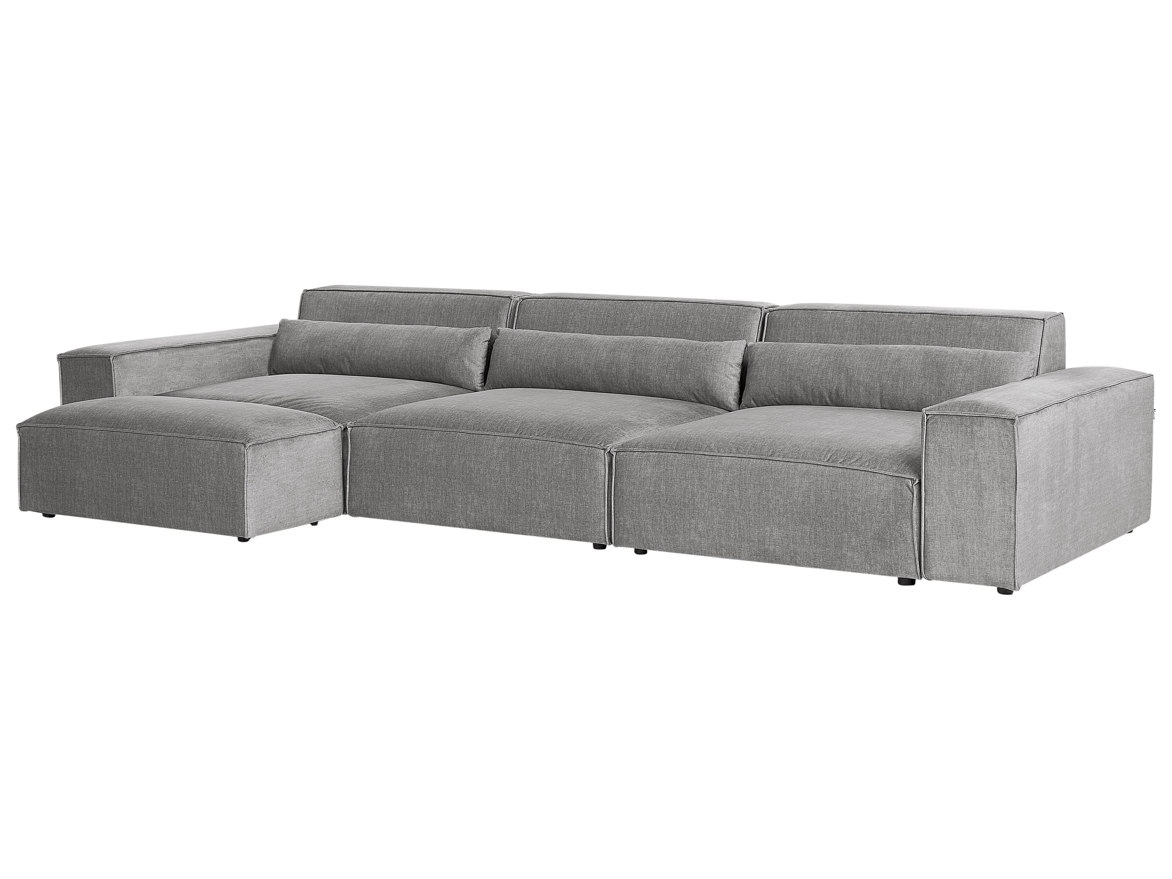 Modulaire bank 3-zits HELLNAR Stof Grijs met ottomaan
