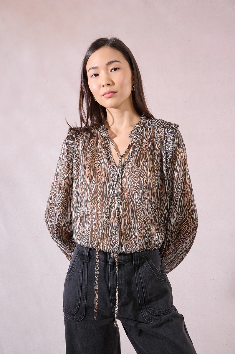 MOLLY BRACKEN<br>Blusa de voile com estampa animal