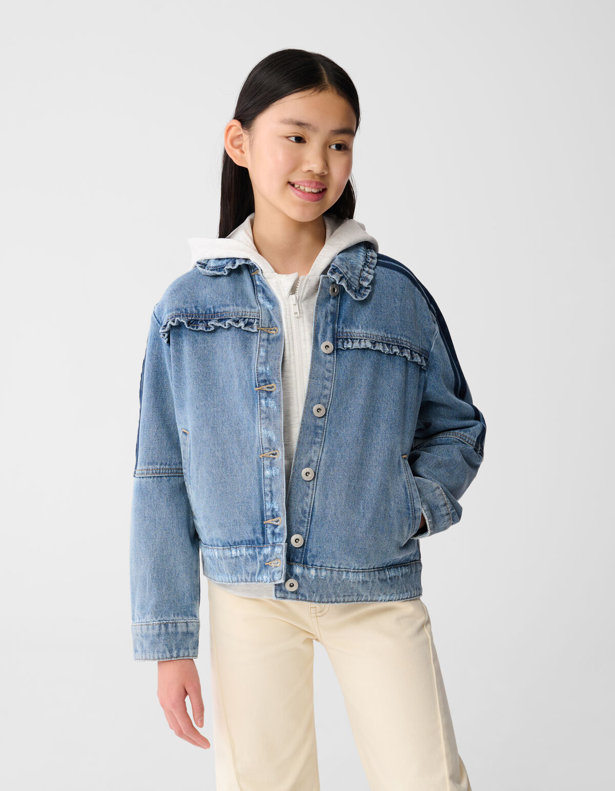 Sporty Denim Jack Blauw