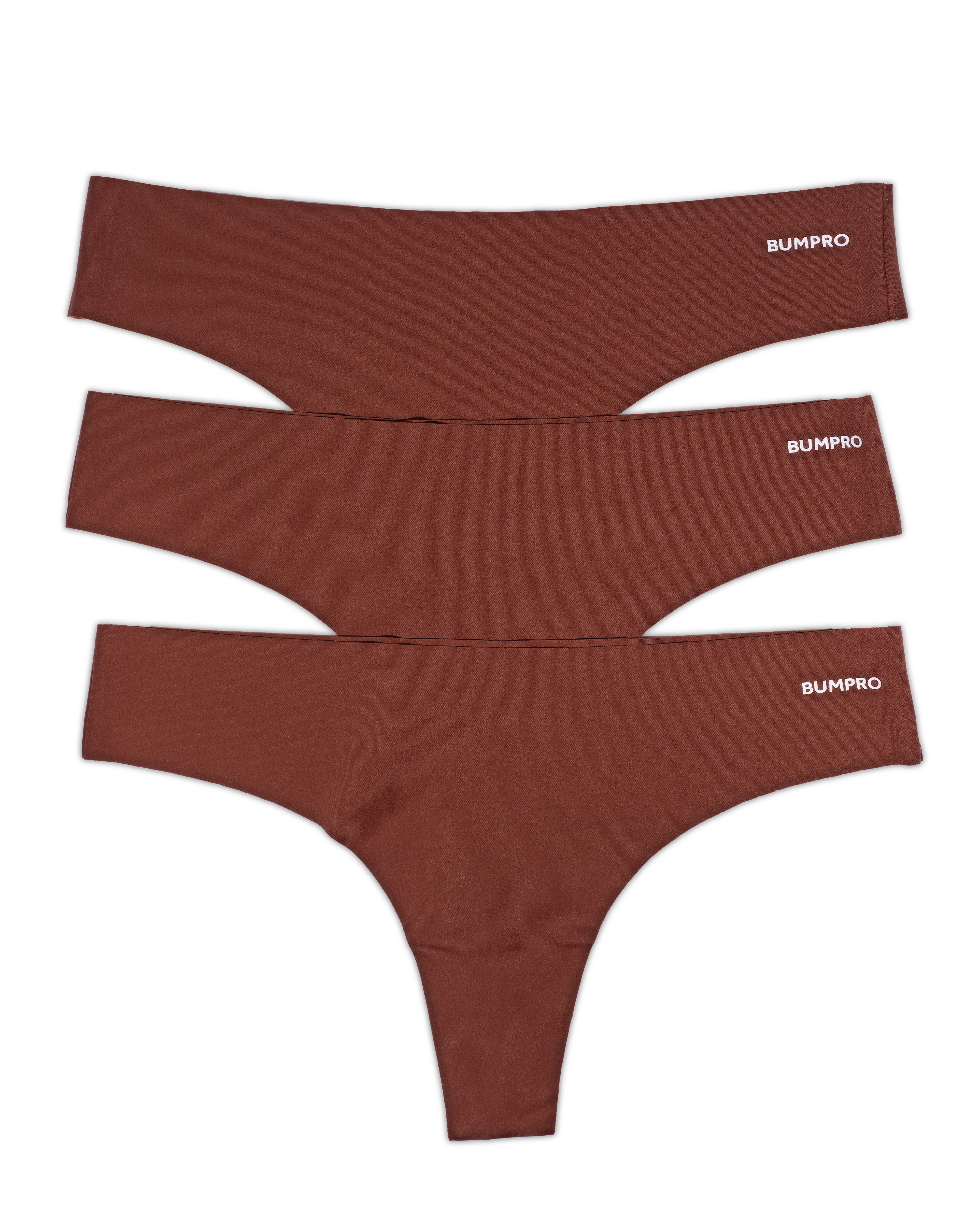 Bumpro 3-pack No Show Thong Chocolate
