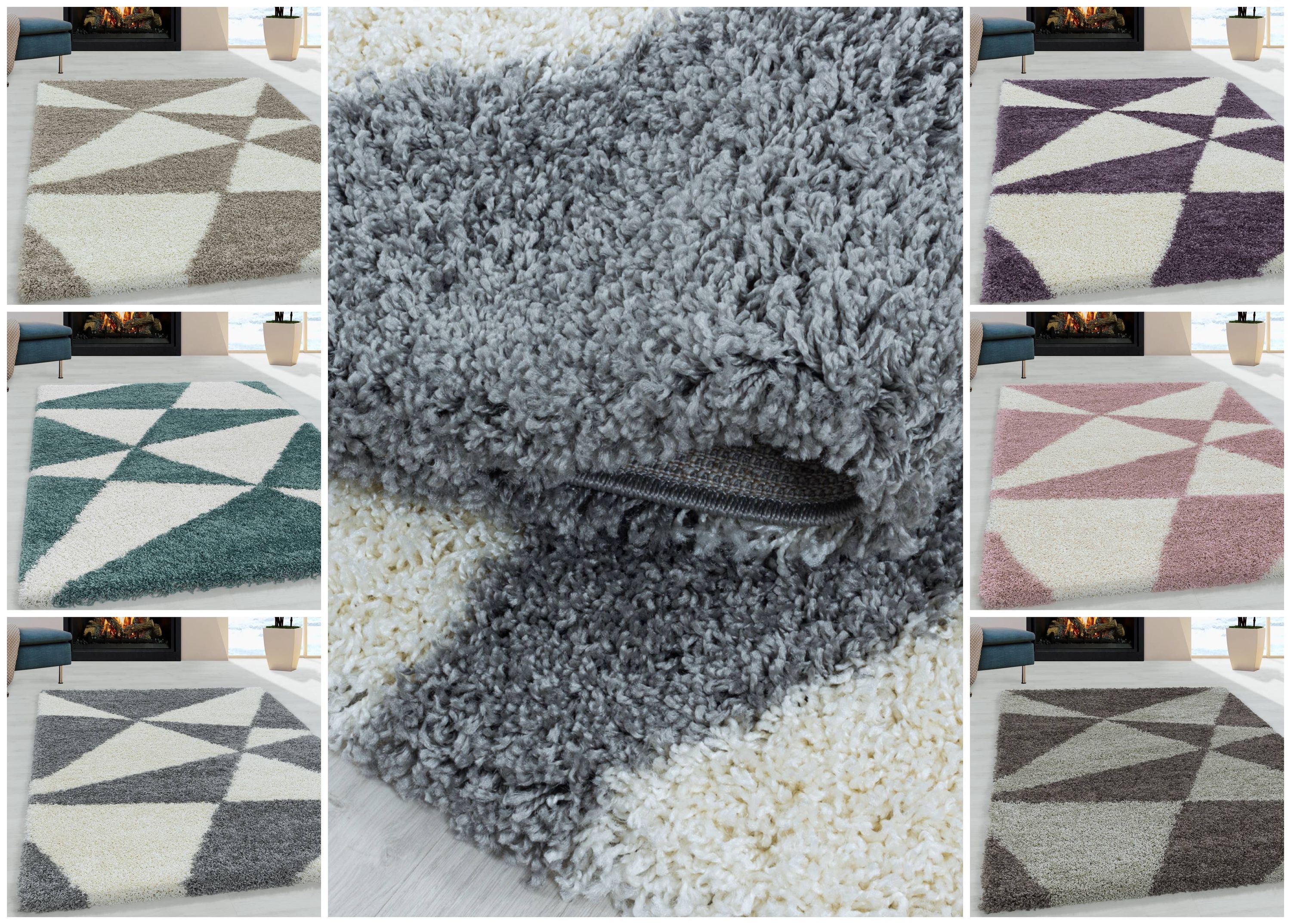 Stilvoller Hochflor Teppich, Modernes geometrisches Design, weicher Shaggy