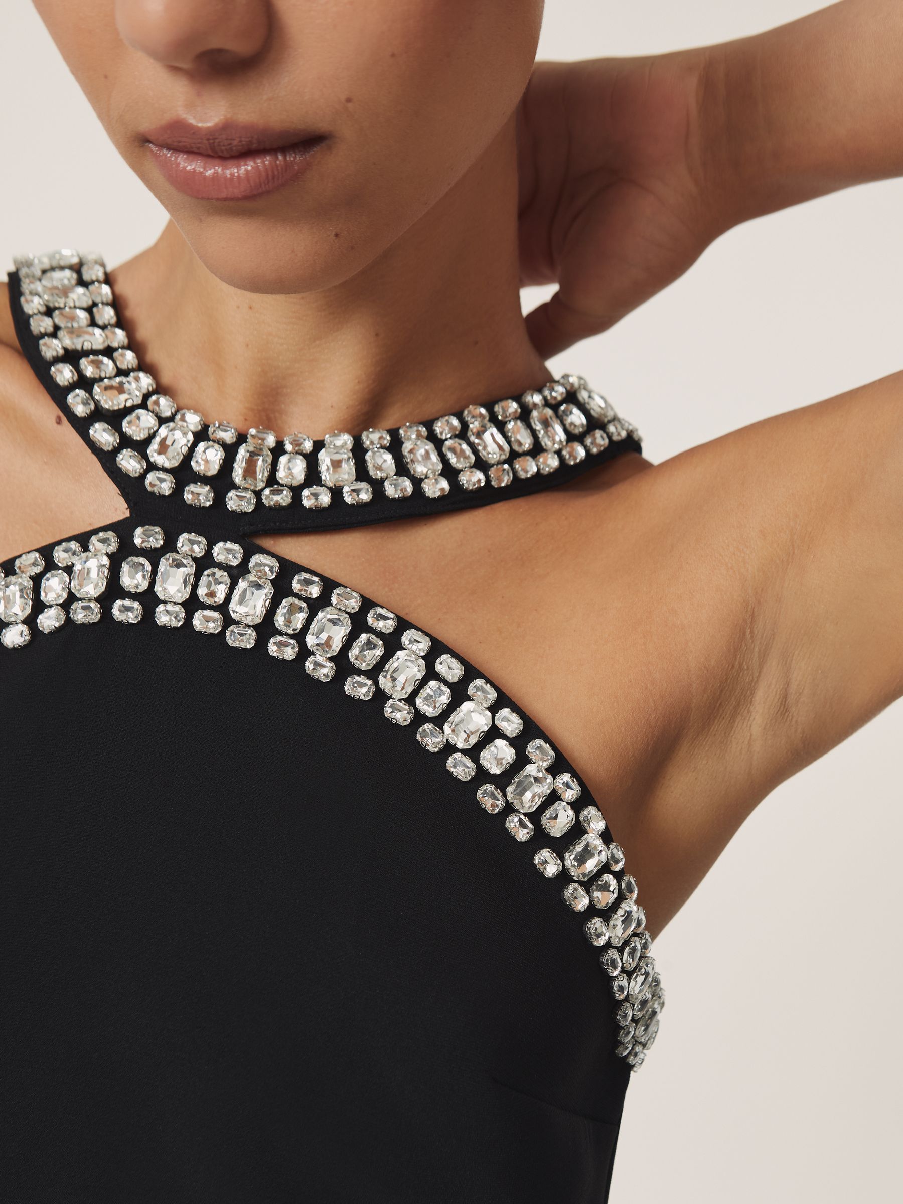 Reiss Simone Crystal-Embellished Cut-Out Jumpsuit