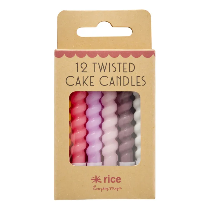 Rice Bougies pour gâteau - Set de 12 | Rose
