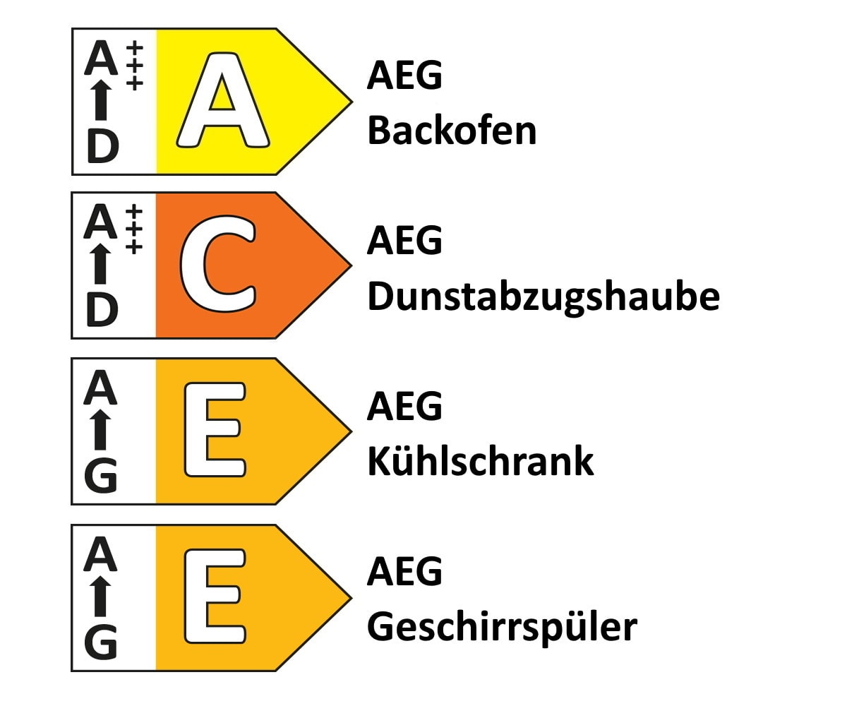 Einbauküche Lenzen/Rosian, seidengrau/Eiche Bergamo Nachbildung, inkl. AEG Elektrogeräte