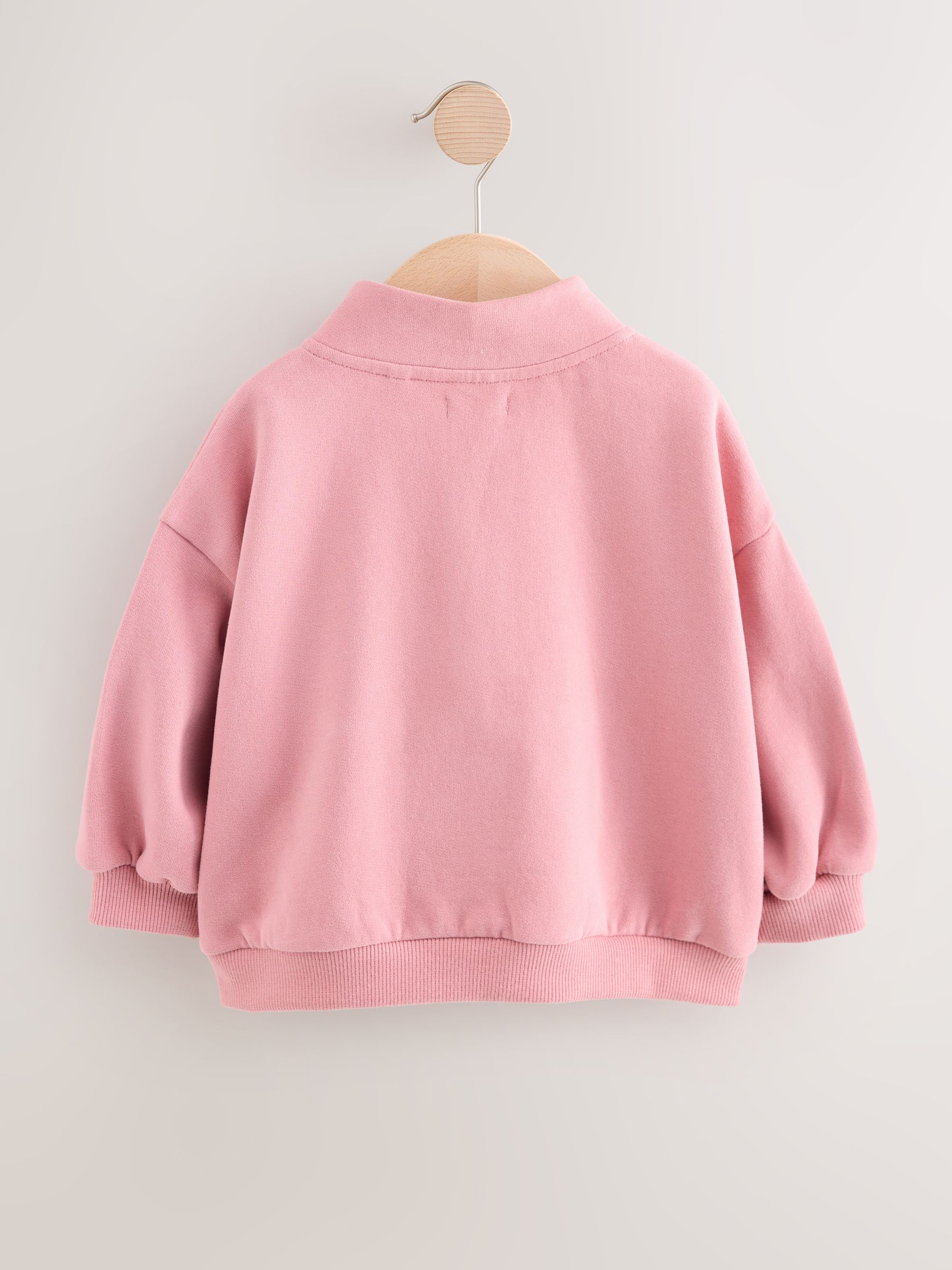 Roze - Sweatshirt met kwartrits (3mnd -7jr)