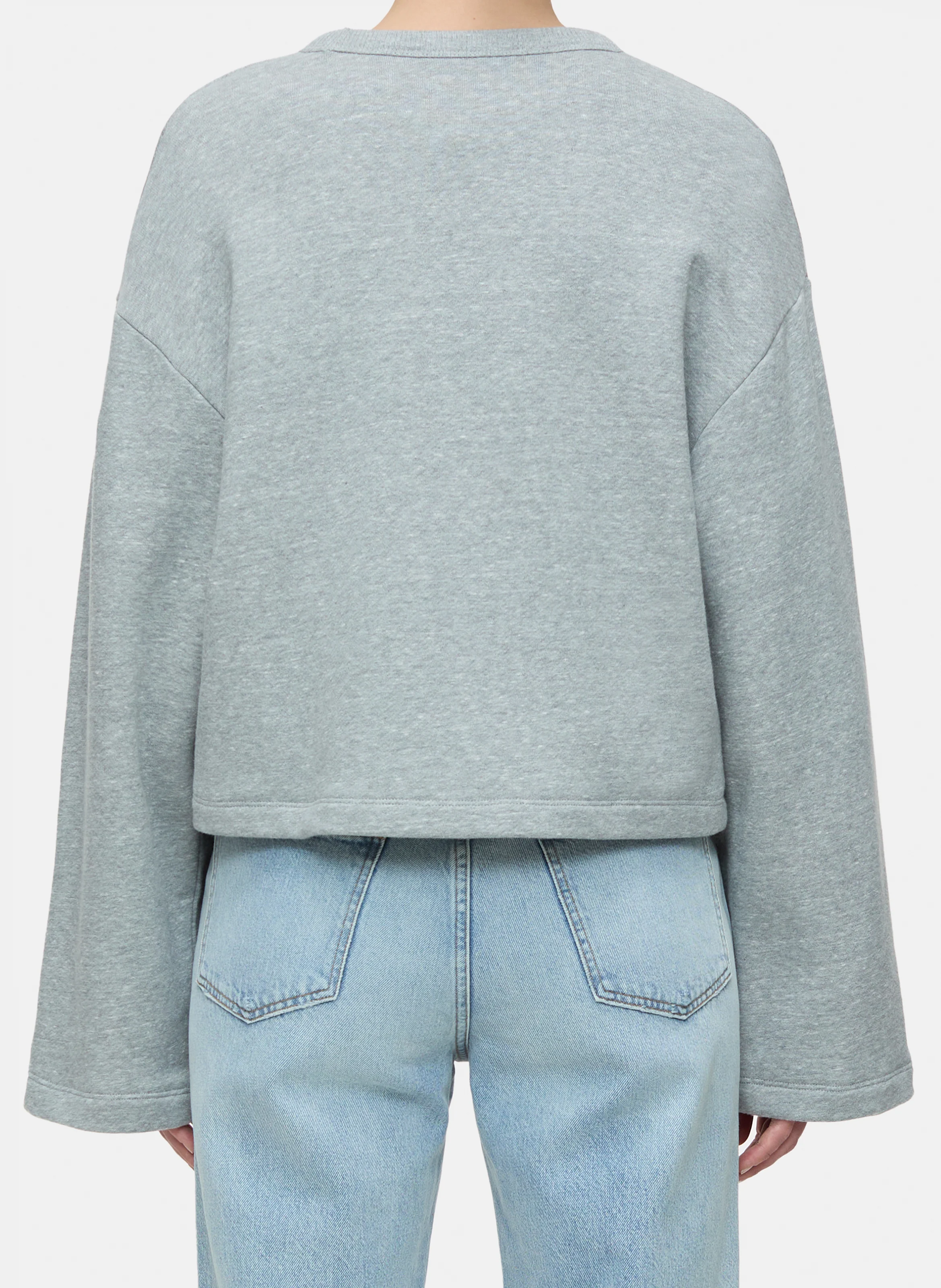 Sweat col rond en coton mélangé | Gris