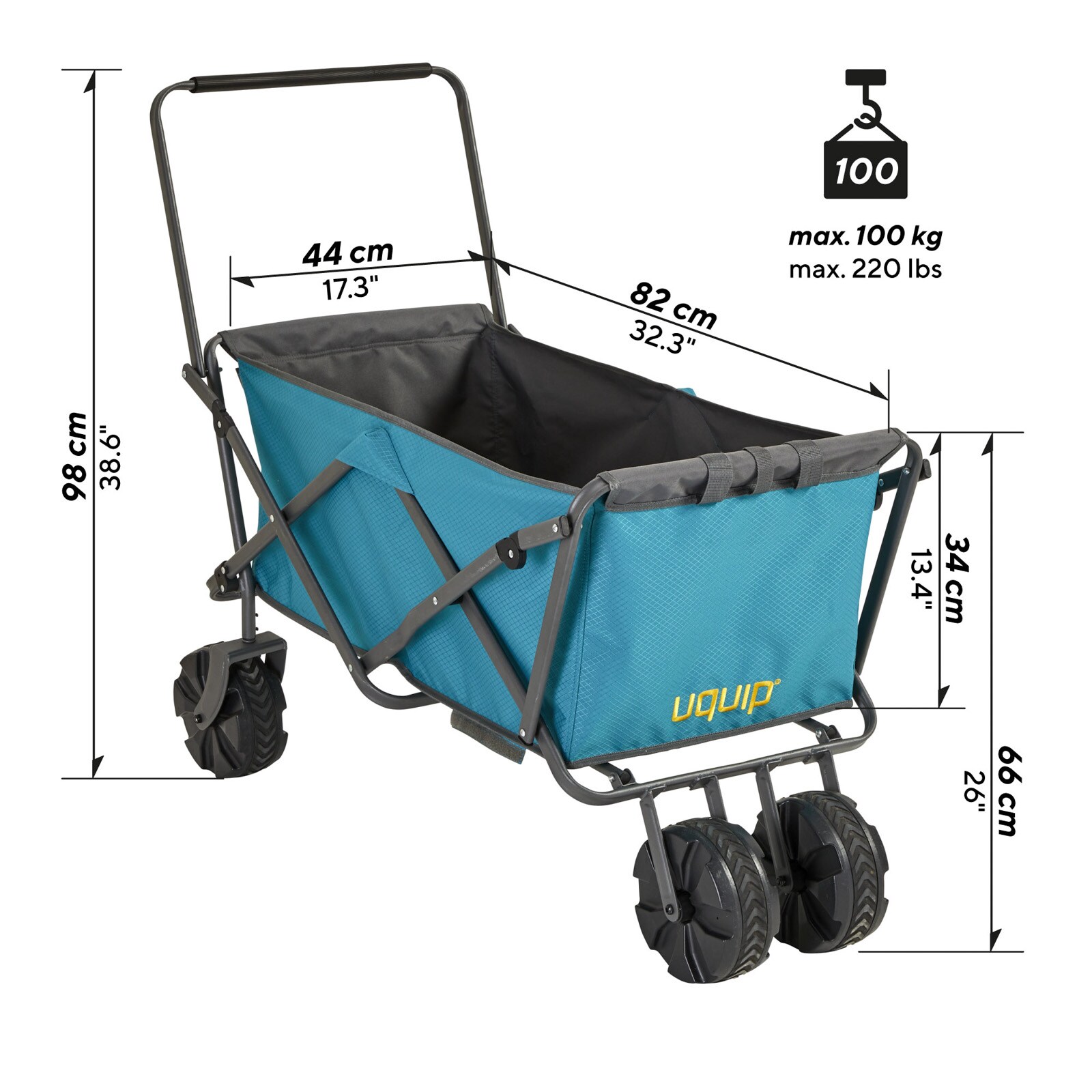 UQUIP Strand Bollerwagen Buddy Handwagen Transport Karre Garten Wagen Faltbar Farbe: Blue/grey