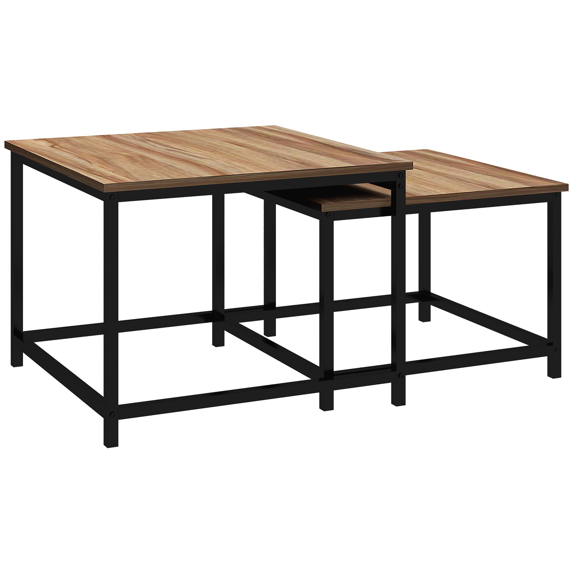 HOMCOM Couchtisch-Set mit Stahlrahmen natur 60L x 60B x 45H cm