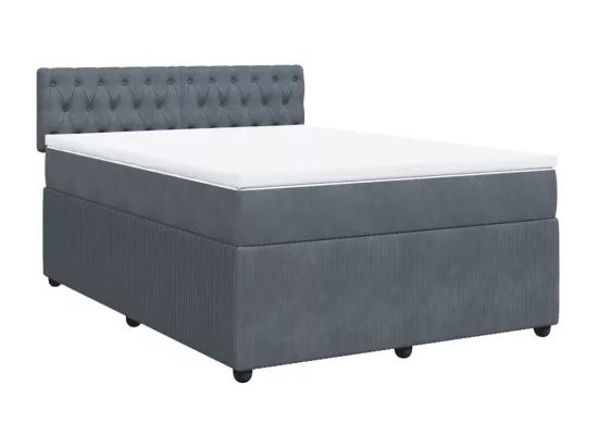 Sommier à lattes de lit et matelas Gris foncé 140x190cm Velours