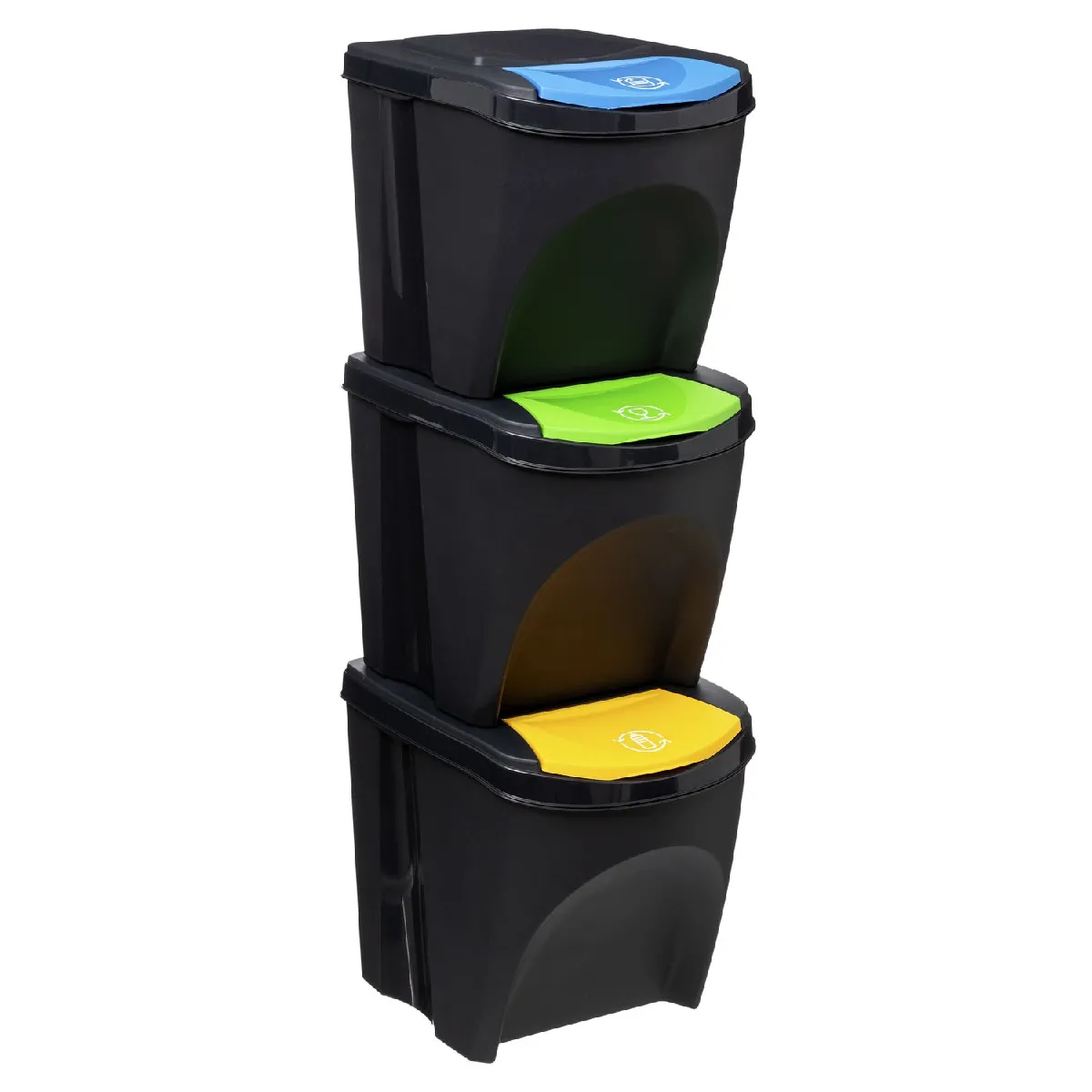 Five Simply Smart Lot de 3 Poubelles de Tri 25 L - Gris