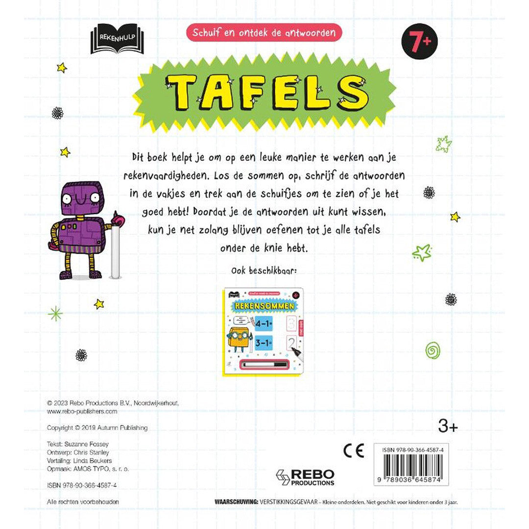Rebo schuif en ontdek de antwoorden - tafels