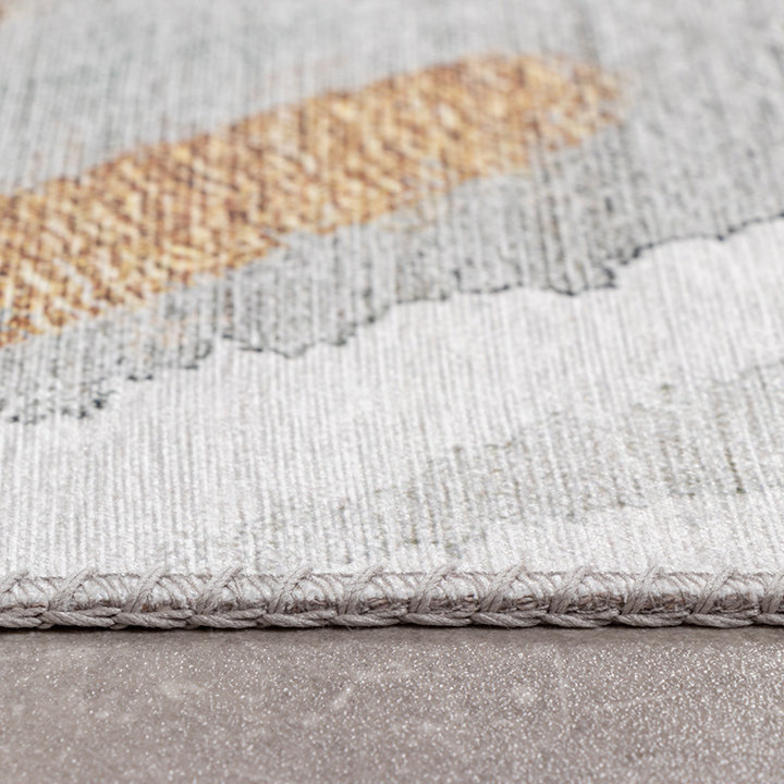 Modern vloerkleed - Strong Brush Blauw/Geel | Stijlvol