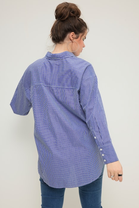 Hemd, oversized, Streifen, Hemdkragen, Langarm