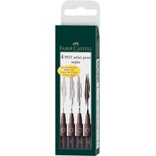 FABER-CASTELL Feutre PITT artist pen, étui de 4, sépia
