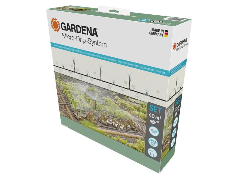 GARDENA Start-Set Tropfbewässerung für Gemüse Micro-Drip-Sy Für eine zuverlässige Bewässerung von Gemüse- und Blumenbeeten bis zu 60 m²
