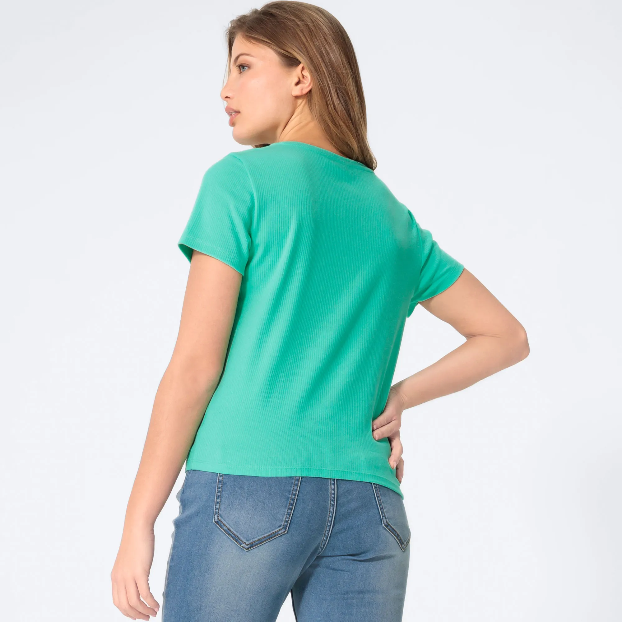 Damen-T-Shirt mit Ripp-Struktur