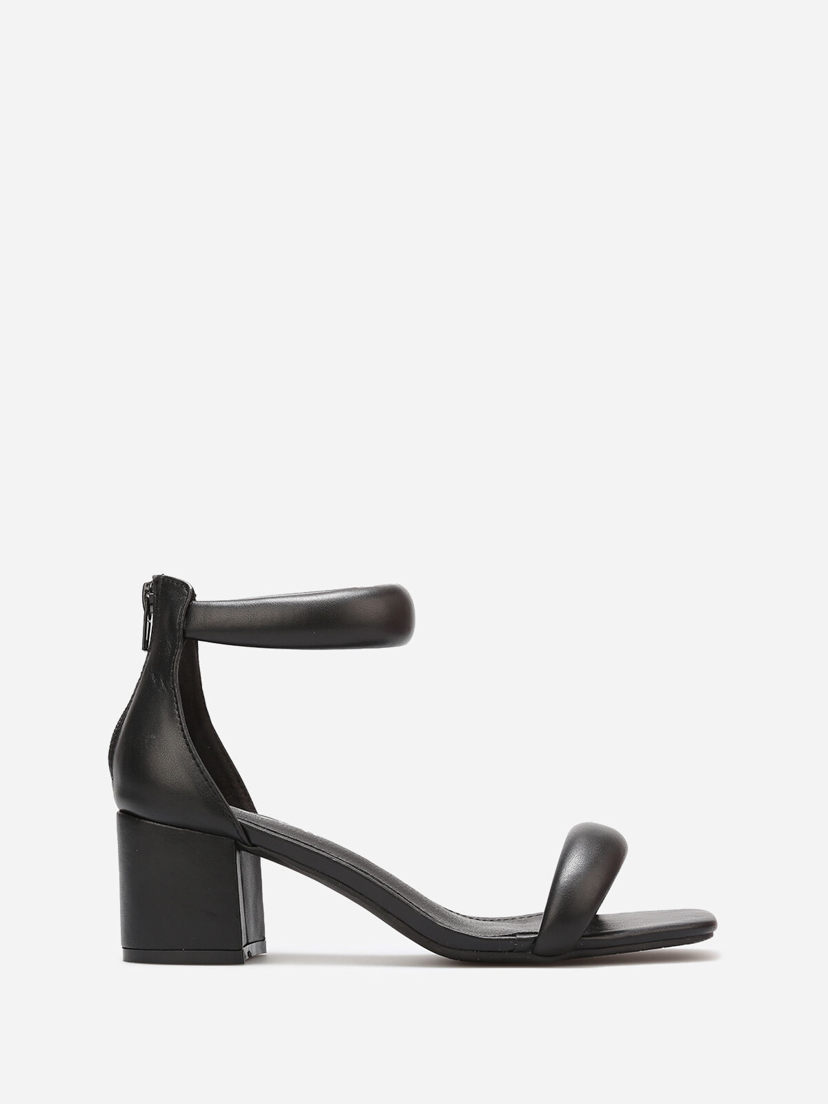 Sandales à brides matelassées et zip- Noir