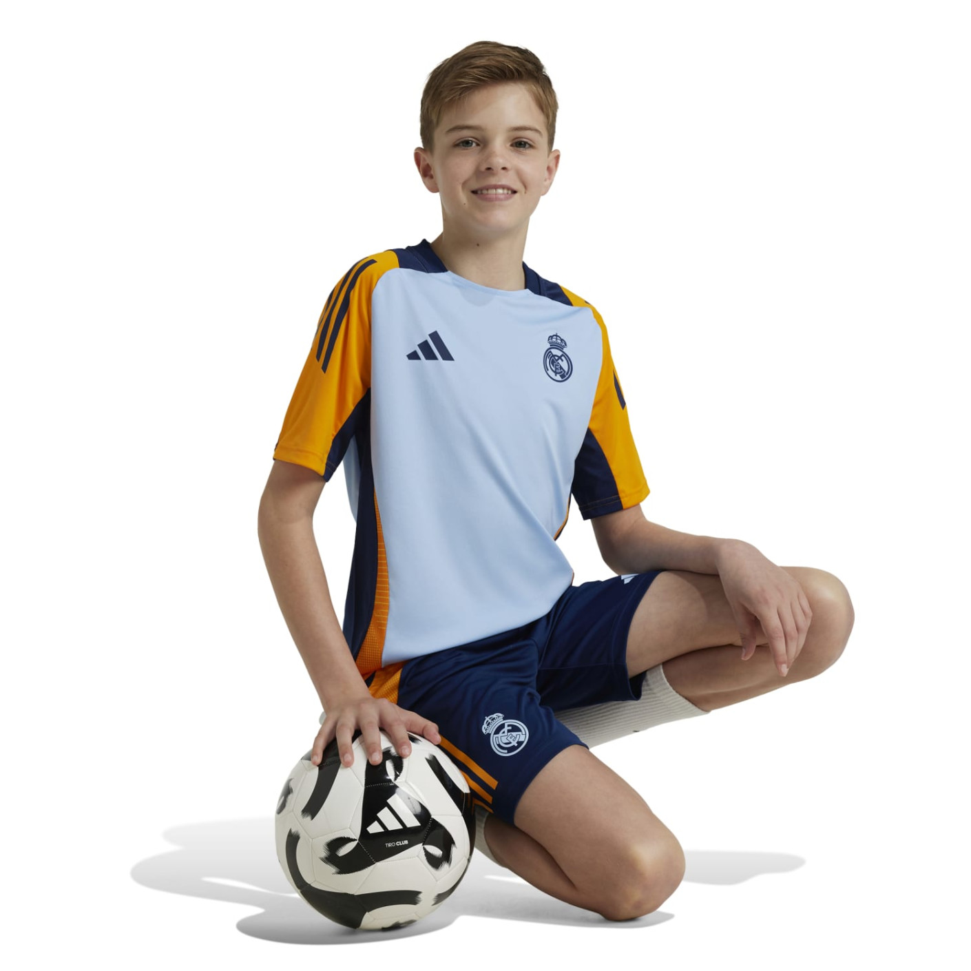Adidas Real Madrid Trainingsbroekje 2024-2025 Kids Donkerblauw Oranje Lichtblauw