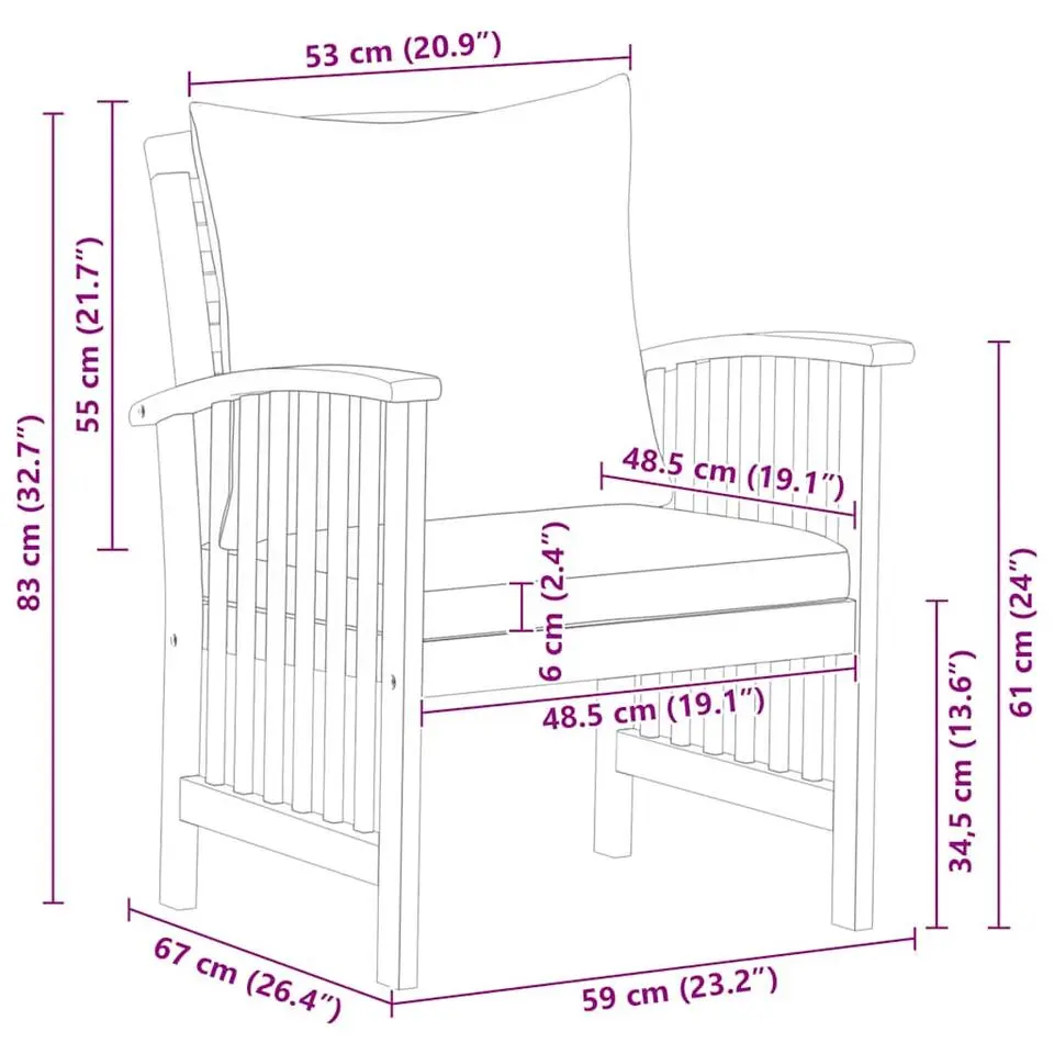 vidaXL - Tuinstoel - Grijs - Hout